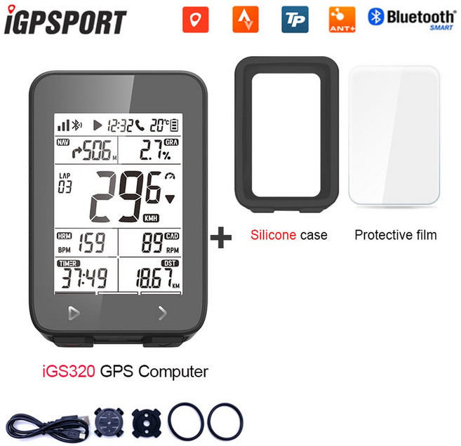 자전거 속도측정기 트립미터 속도계 IGPSPORT IGS320 사이클링 컴퓨터 IPX7 Bluetooth 5.0 ANT GPS 72H 배터리 수명 무선 스톱워치 Type-C, 2)igs320 gps computer, 1개