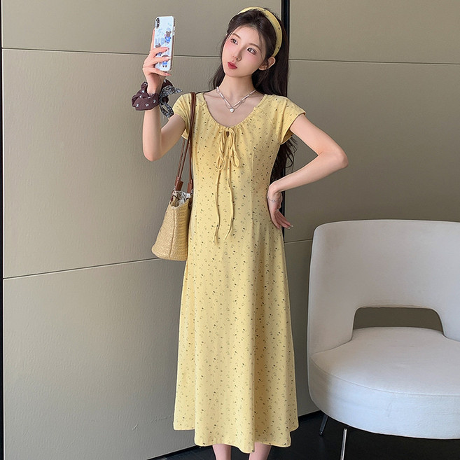 DFMEI 孕婦裝夏季潮媽時尚新款連衣裙夏天孕期溫柔風大碼顯瘦減齡長裙子