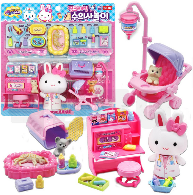착한토이 핑크래빗 수의사놀이 병원놀이 의사놀이 펫샵, 1개