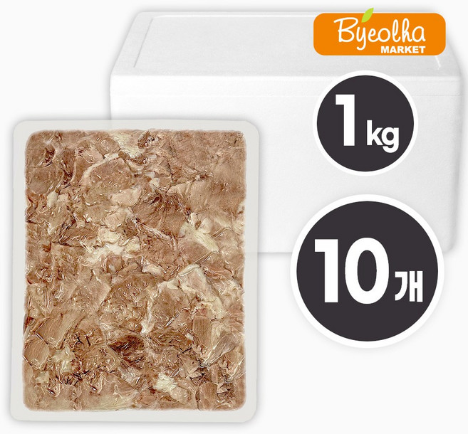 춘풍접객 삶은 전지 슬라이스 1kg (10개) 대용량 국밥용 냉동 절단 돼지 고기 앞다리살 업소용 식당용, 10개