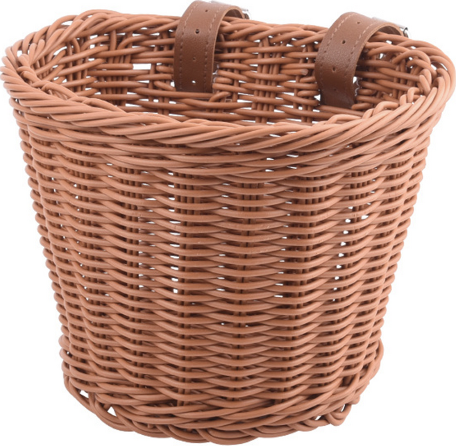 수수마마 자전거 라탄 바구니 핸들가방, 브라운, 1개