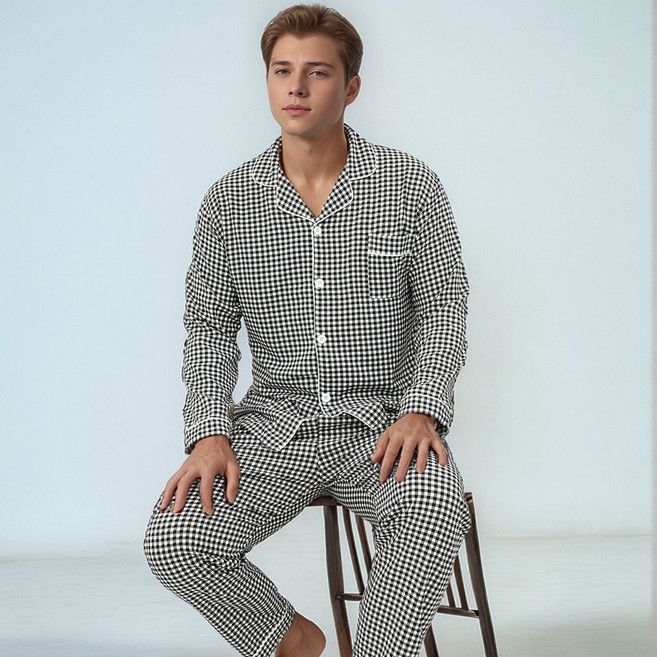 캐리루시 크링클 카라 긴팔 잠옷 상하세트 요루 신혼부부 남성 여성 파자마 홈웨어