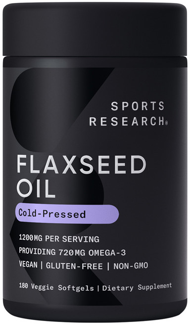 스포츠리서치 식물성 아마 씨 오일 1200mg 베지 소프트젤 글루텐 프리 비건, 180정, 1개