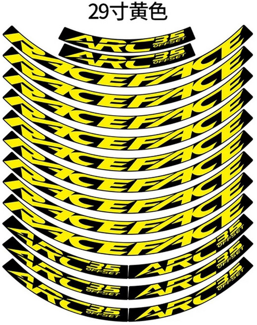 자전거휠데칼 스티커 RACEFACE-ARC35 MTB 림 자전거 휠 세트 데칼 액세서리, 13) 29er yellow, 1개