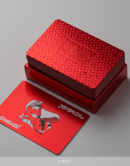 플래그잇 붉은 격자무늬 패턴 카드놀이 PVC방수 접힘방지, 1개, 레드격자무늬