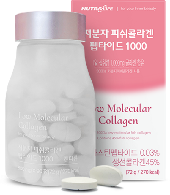 뉴트라라이프 저분자 피쉬콜라겐 펩타이드 1000, 2개월분 180정, 2개, 90정