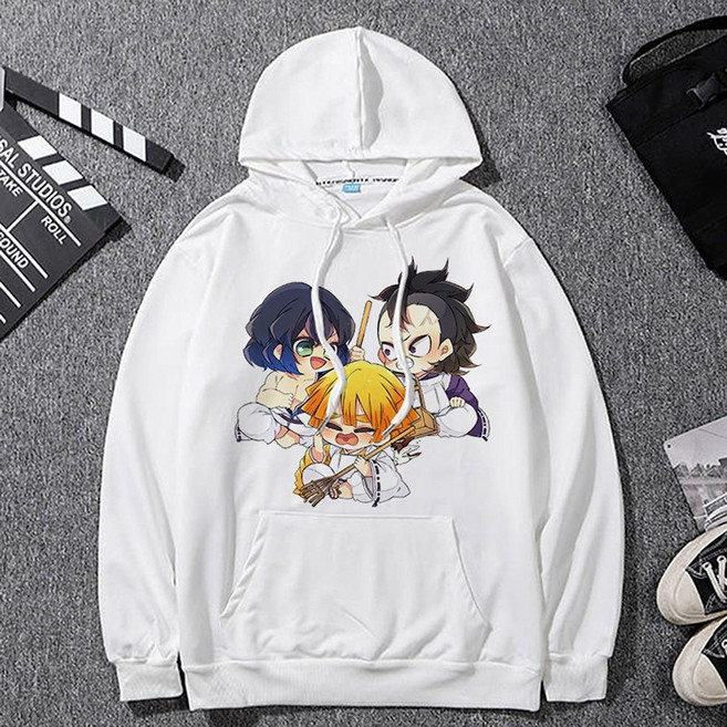 귀멸의 칼날 SD 슈퍼 코믹스 후드티 100-150 키즈 S-4XL 애니 코스프레 옷 캐릭터 화이트 티셔츠