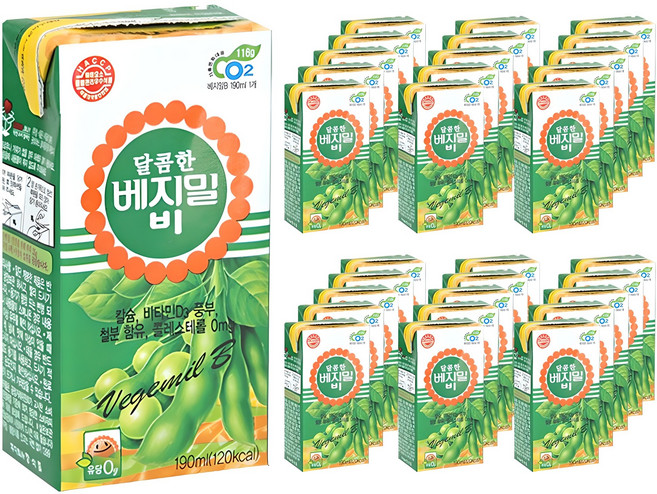 베지밀 비 달콤한 두유, 190ml, 48개