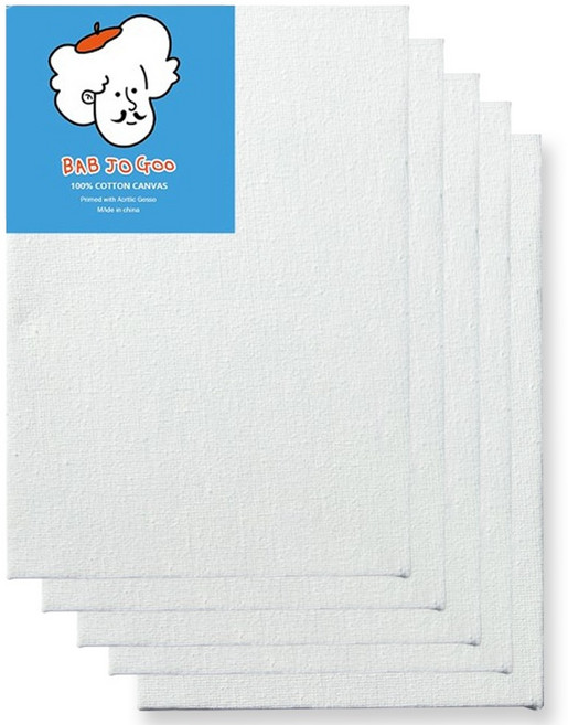 [밥조교] 무지 면천 캔버스 20x30cm 5개, 1세트