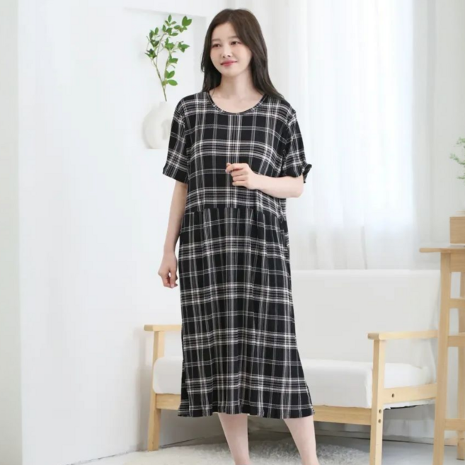 별별모아 여름 플리츠 주름 냉장고 원피스잠옷 홈웨어원피스 냉감 빅사이즈 임산부 여성실내복