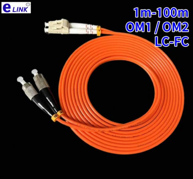 LC-FC 광섬유 코드 OM1 듀플렉스 DX 멀티모드 케이블 점퍼 ELINK 1m2m3m5m7m10m 20, 07 100m 1pc OM2