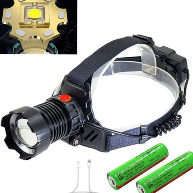 led 헤드 랜턴 고성능 강력 낚시 충전식 헤드 랜턴 아웃도어 캠핑 방수 수색 탐사 타입