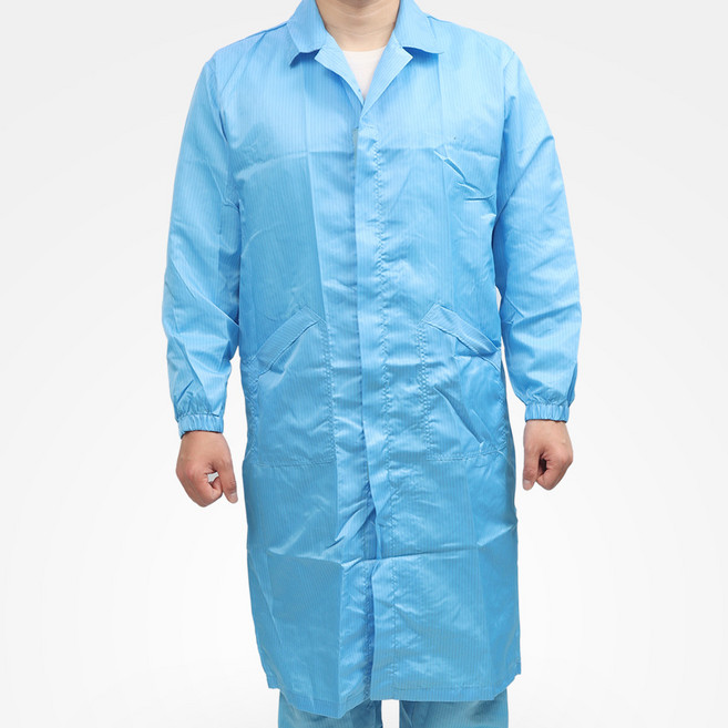 크린룸 ( 롱 가운 상의 ) 방진복 - 무진 제전 - 단품, 스카이 블루, Y형 카라, 3XL, 1개
