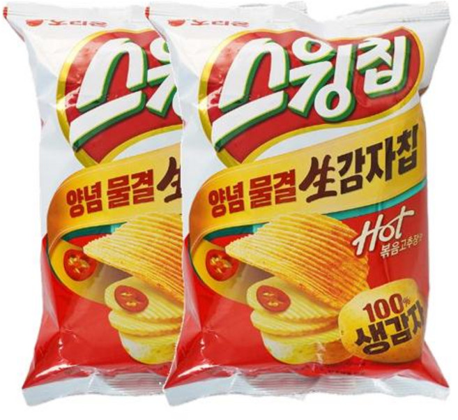 오리온 스윙칩 볶음고추장, 2개, 124g