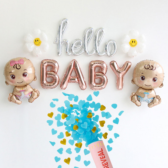 이벤트홀릭 젠더리빌 컨페티 폭죽 세트 성별공개 베이비샤워 파티용품, 03.[기본세트]블루, 1개, 03.기본세트_블루