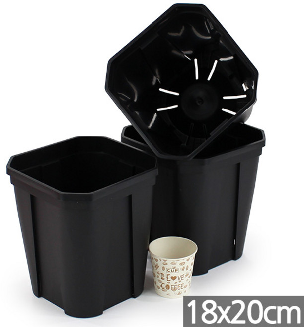 세인화분 국산 플라스틱 사각 슬릿 화분 3P - 중형, 3개, 국산사각슬릿_블랙