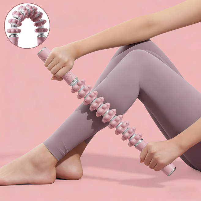 KEMEI 휘어지는 요가 마사지 스틱 / 폼 롤러 - 근육 이완 근력 운동 경락 마사지, 분홍색, 1개