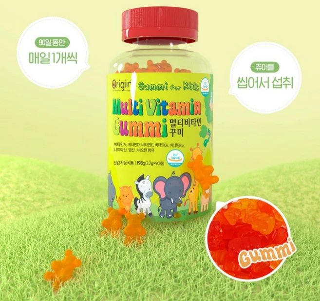 오리진 키즈 멀티 비타민 꾸미 90p, 2.2g, 1개 - 쿠팡
