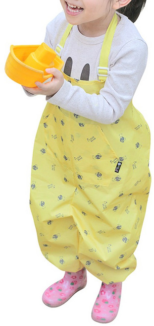 아동용 멜빵형 전신미술가운 / 오버롤 미술가운 / 갯벌체험옷 / 모래놀이바지 / 플레이웨어 / 어린이갯벌옷 / 여름용미술가운, 노랑곰돌이