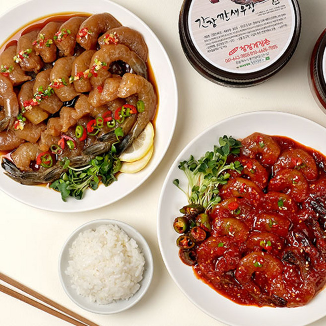 여수 청정게장촌 깐 새우장 간장 양념 먹기편한 순살 간장새우 양념새우 탱글탱글 밥도둑 15미 30미, 간장깐새우장, 1개, 500g