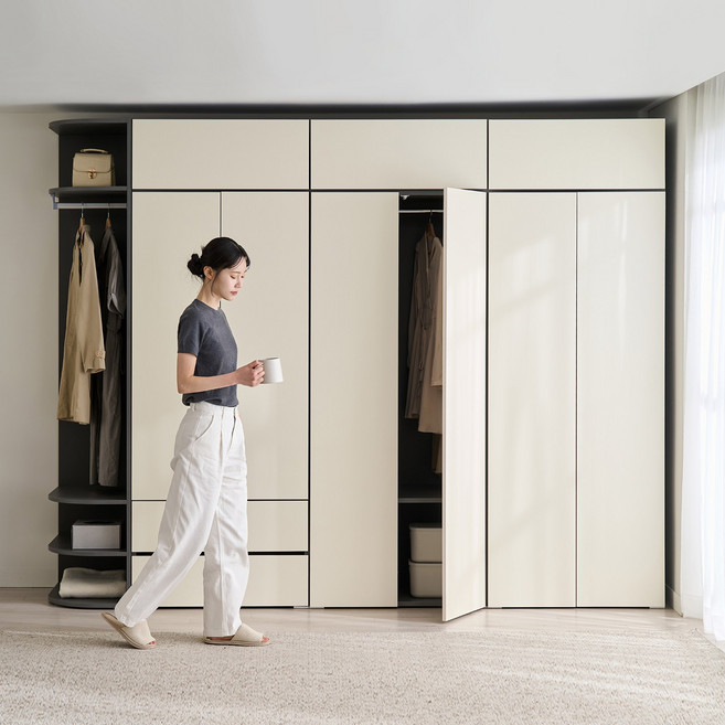 (10만원 즉시할인) 홈리 수납 E0 빌트인 시스템 모듈 옷장 400/600/800, 내추럴우드_MO01035