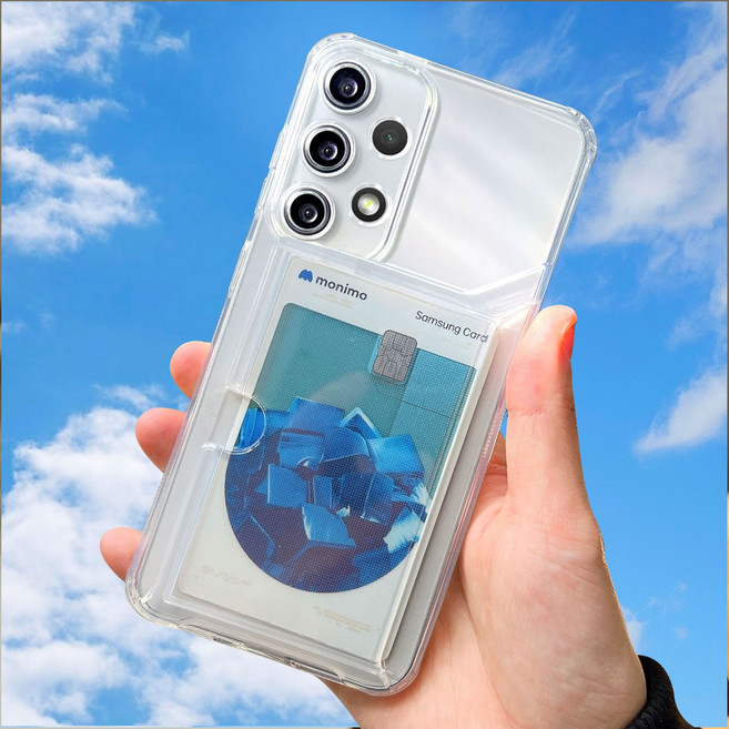 사이드 슬라이드 투명 실리콘 카드 케이스 2장 수납 밸류 클리어 갤럭시A52S