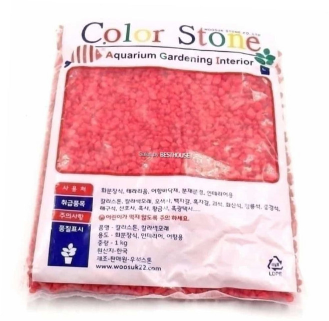 작은돌 원예용 수족관 컬러스톤 바닥돌(빨강) 자갈돌 마당자갈