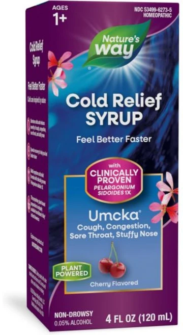 네이처스 웨이 콜드 릴리프 시럽 움카 지속 시간 단축 및 중증도 감소 다증상 릴리프 동종요법 페닐레프린 프리 졸음 방지 체리 맛 8 Fl Oz (포장은 다를 수, 4 Ounce, 1개 - 쿠팡