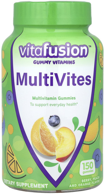 VitaFusion MultiVites 필수 멀티 천연 베리 복숭아 & 오렌지 맛 구미젤리 150개, VitaFusionMultiVites필수멀티천연베리복숭, 1개, 150정