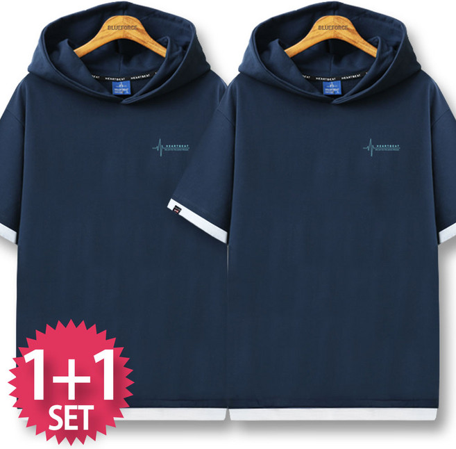 블루포스 프하림 반팔후드티 [2장 묶음] 오버핏 남자 티셔츠 남성 빅사이즈 반팔티 단체티 여름 커플티 츄리닝