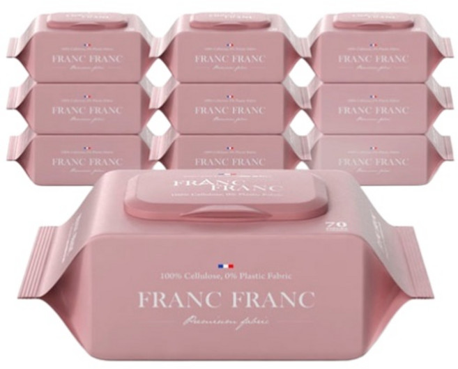 프랑프랑 플라스틱0% 에코 프리미어 70gsm 아기 물티슈 셀룰로오즈100%, 70g, 70매, 20개