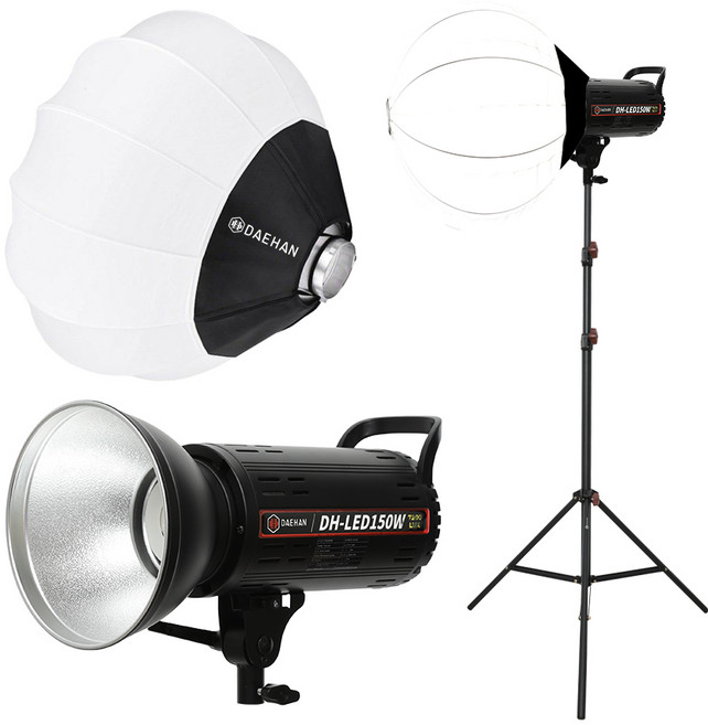 스튜디오 라이브 개인 방송 셀프 영상 촬영 조명 썬빔라이트 150W 젬볼 스트롱 스탠드 세트, 1세트, 썬빔150W+젬볼+스트롱