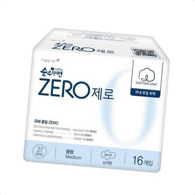 깨끗한나라 순수한면 ZERO 생리대 중형 16P omn*69276yr, 1, 16개입