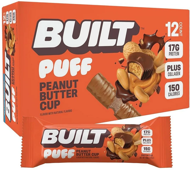 빌트 바 퍼프 프로틴 코코넛 퍼프 17g 스낵 이동 중 단 140칼로리 설탕 6g 콜라겐 글루텐 프리 12캔 - 쿠팡