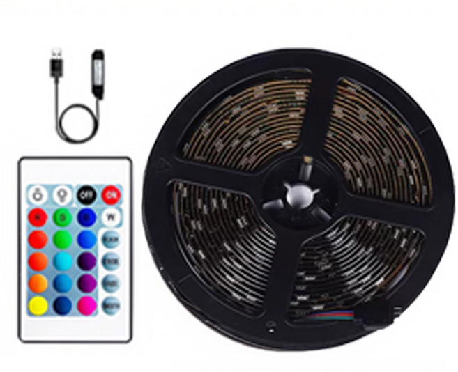 투데이리빙 led 네온 스트립 줄조명 + 리모컨 간접 조명 usb 스트링 라인 라이트 잘라쓰는 조명등 붙이는 센서등 캠핑 야외등 정원등, 1개, R98633B(블랙 5M