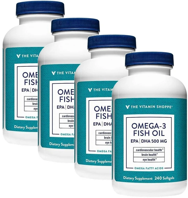 더비타민샵 오메가3 피쉬오일 500mg EPA DHA 소프트젤 The Vitamin Shoppe Omega 3, 4개, 240정 - 쿠팡