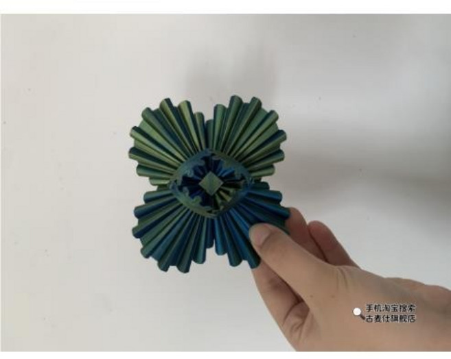 解壓神器 推推樂 螺旋錐玩具 堆疊合體 3D打印螺旋立體指尖兒童益智玩具, 1個, 3D打印齒輪球旋轉球 金藍 8cm
