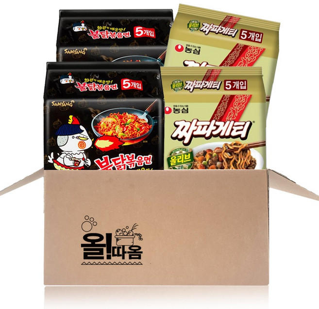 올따옴) 농심 멀티 2종세트 짜파게티 5입 2봉+삼양 불닭볶음면 5입 2봉, 1세트