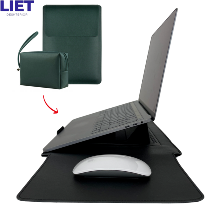 리에트 노트북 파우치 거치대 패드 겸용 맥북 LG그램 삼성 케이스, 다크그린, 1개