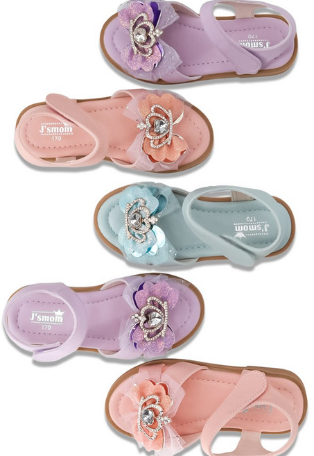 달콩슈 여아용 쉬폰 왕관 리본 샌들 DKD514