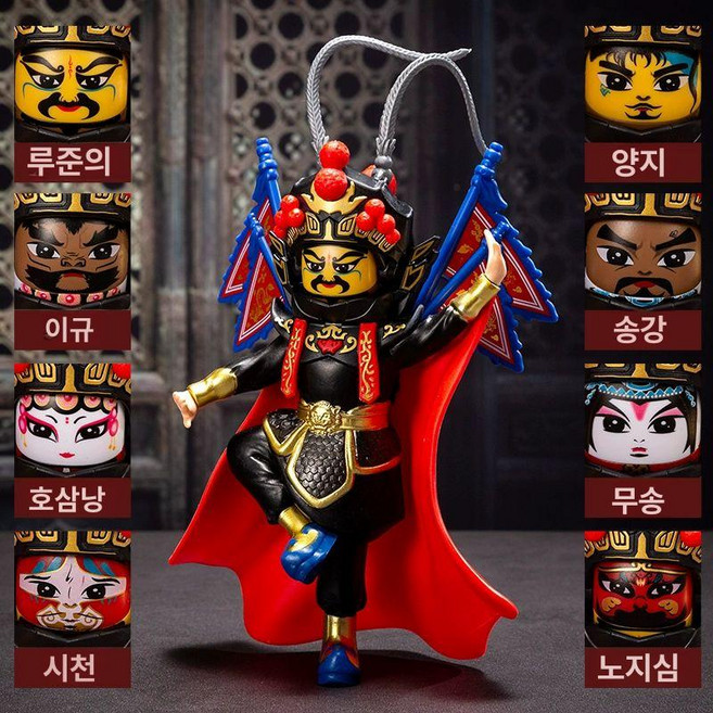 피규어 표정변하는 인형 변검 경극 사천 연극 쓰촨 오페라 변장 장식품 중국스타일 선물, 1개, 수호전 변신 8얼굴 노래 이야기