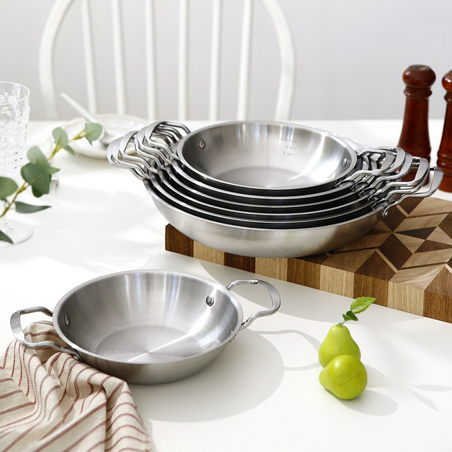 스텐 인덕션 가정 식당 업소 낮은 부대 찌개 전골 냄비, 1개, 22cm