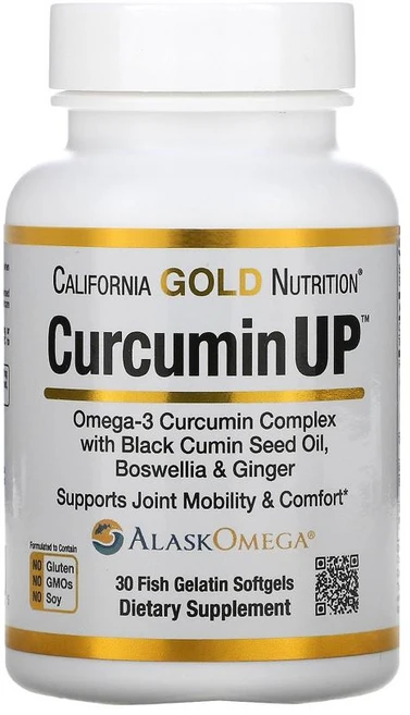 CGN 캘리포니아골드뉴트리션 커큐민업 오메가3 커큐민 30정 소프트젤 EPA DHA 심황 보스웰리아 생강 오일 블랙 커민 씨드, 1개 - 쿠팡