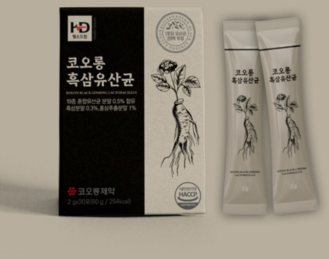 코오롱제약 코오롱 흑삼 유산균 국내산 6년근 홍삼 2g x 30포x1, 60g, 1개