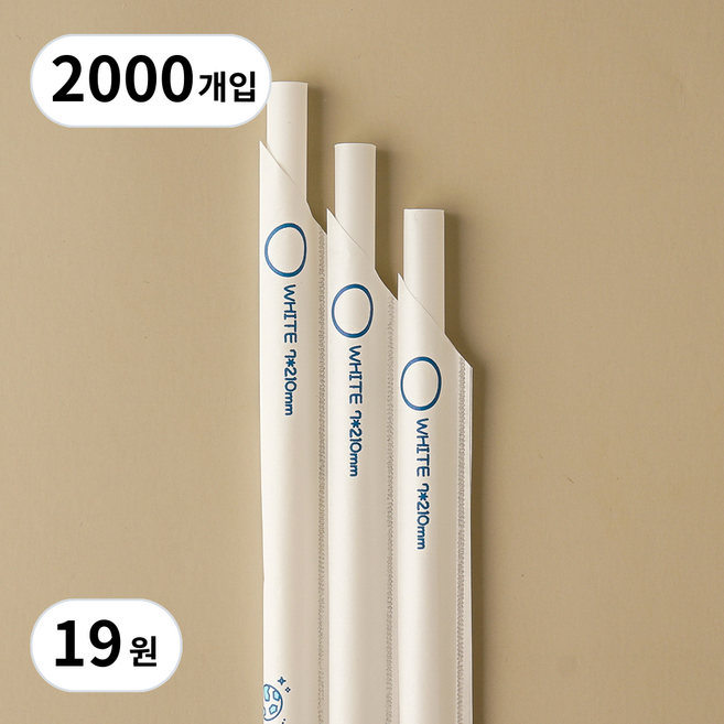 지구사랑 옥수수 빨대 21cm 생분해 PLA 개별포장 화이트, 20개, 100개입