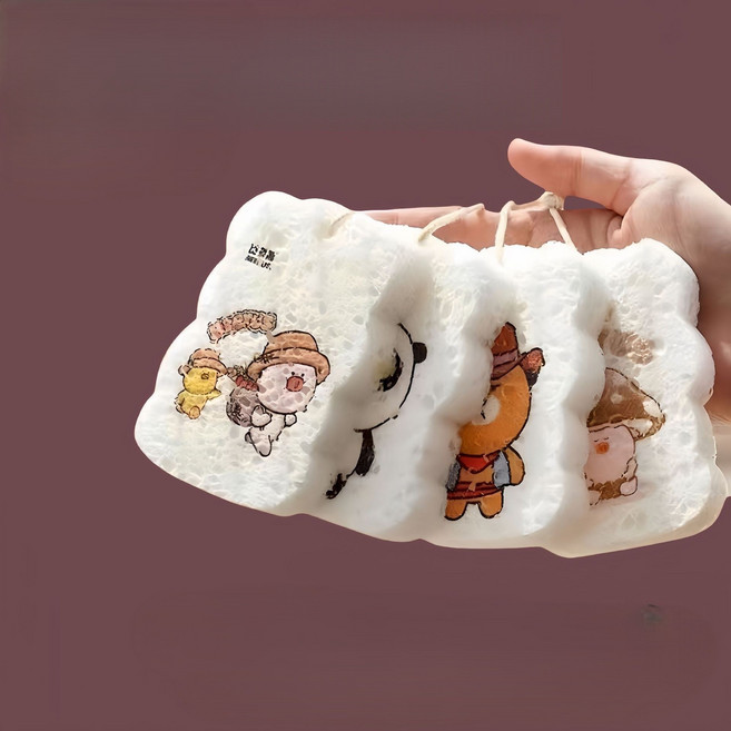 목재 펄프 면 캐릭터 주방 수세미 7x10cm, 5개, 5개