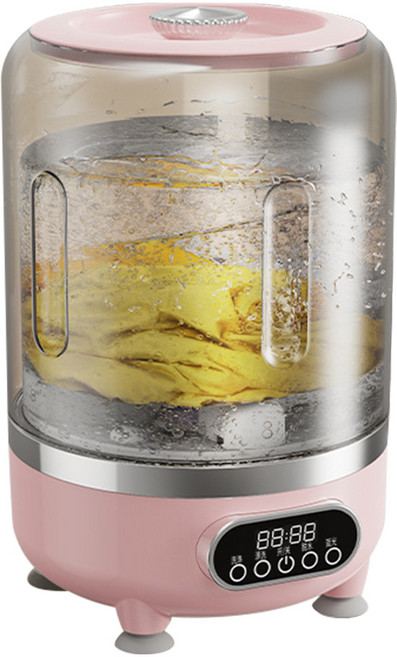 BLACK K7 탈수 가능한 소형세탁기 무선 충전식 여행용 휴대용 3L 양말 속옷 미니 세탁기 HP-909, 핑크