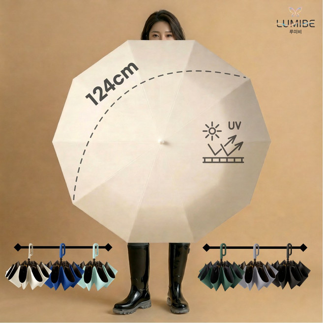 루미비 우.대.위 카라비너 3단 자동 우산 고급 튼튼 대형
