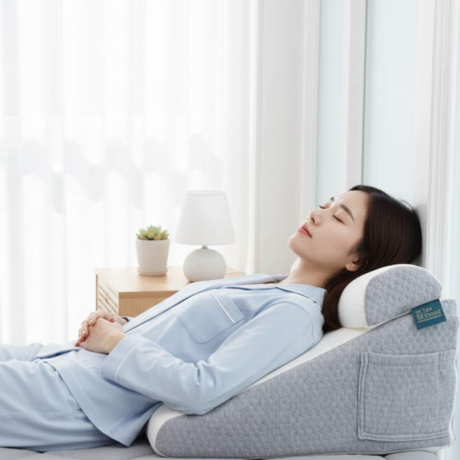 역류성 식도염 완화 베개 역류방지 30도 경사베개 다기능 등받이 쿠션, 연회색