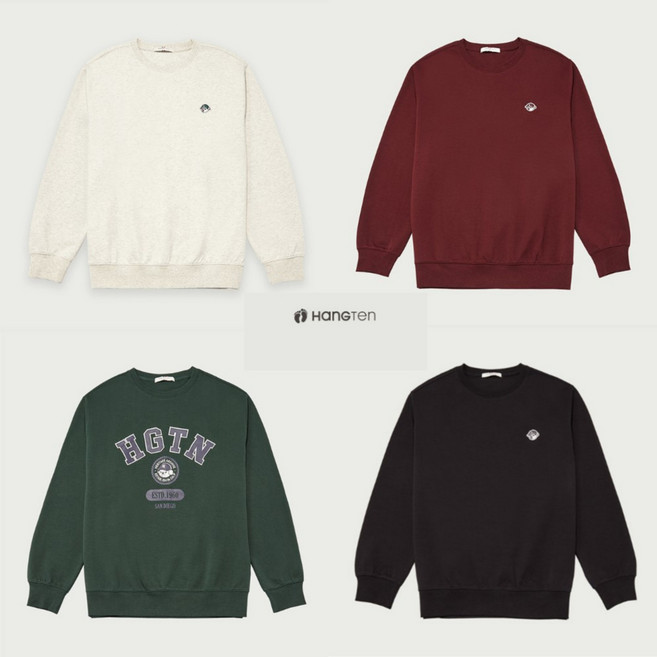 동아수성점 5층 행텐 25가을 공용 가격인하 탄탄한 소재 베이직 곰돌이 오버핏 맨투맨(라이트베이지 버건디 그린 블랙)